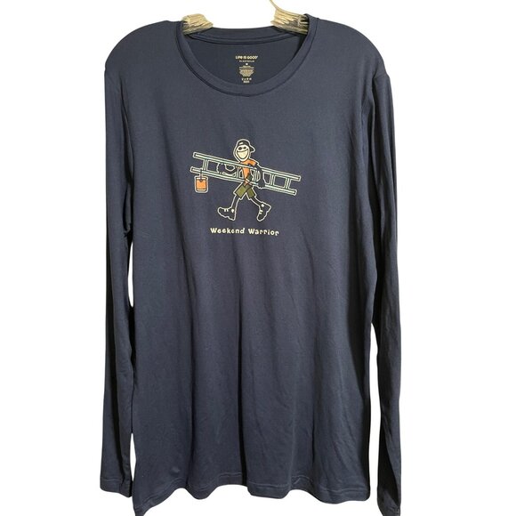 Life Is Good Mens Weekend Warrior Blue Shirt & Olive Green Pants Sleepwear M - Picture 7 of 10